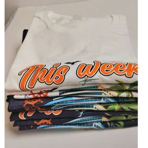 Lot of 8 Alternative Summer Graphic Island Cruise 100% Cotton Tee Various Size